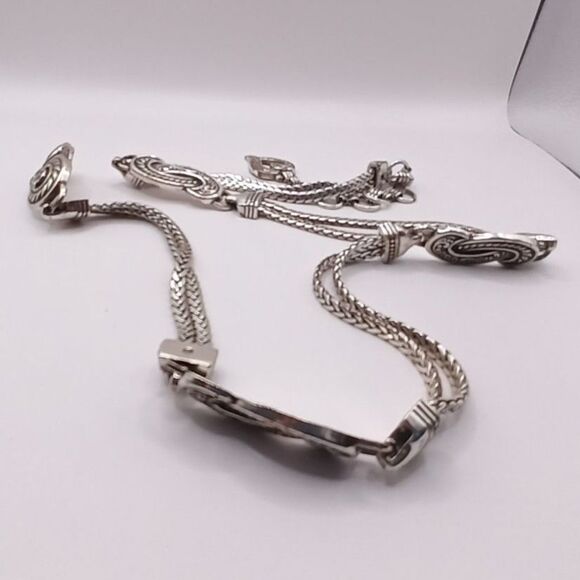Brighton vintage silver-tone metal chain-link belt 32" extends to 36" - Picture 4 of 11